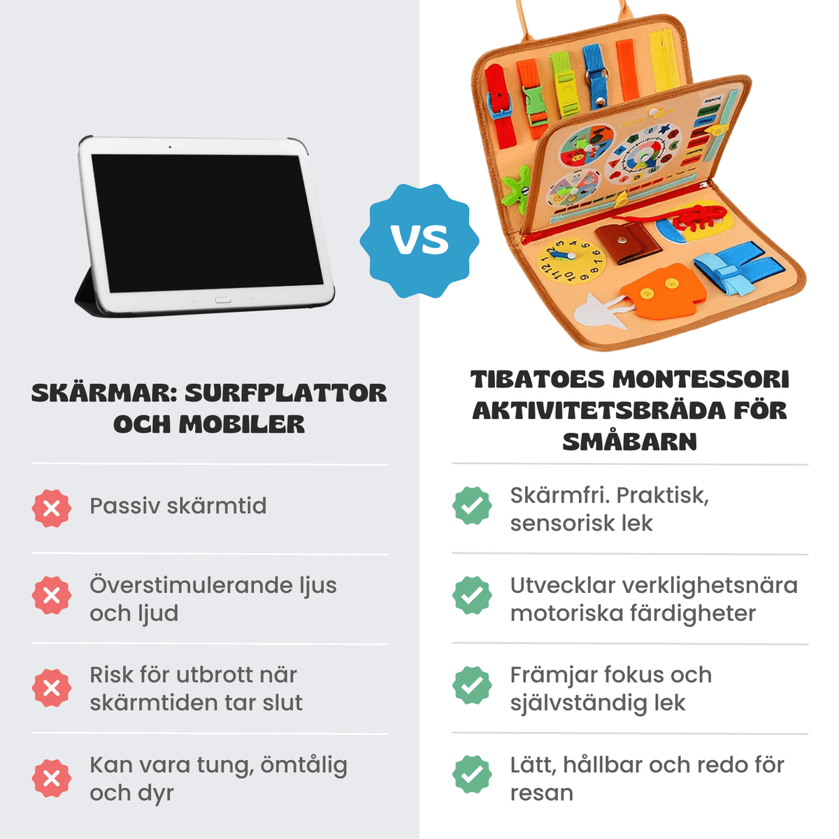 TibaToes™ Montessori-aktivitetsbräda