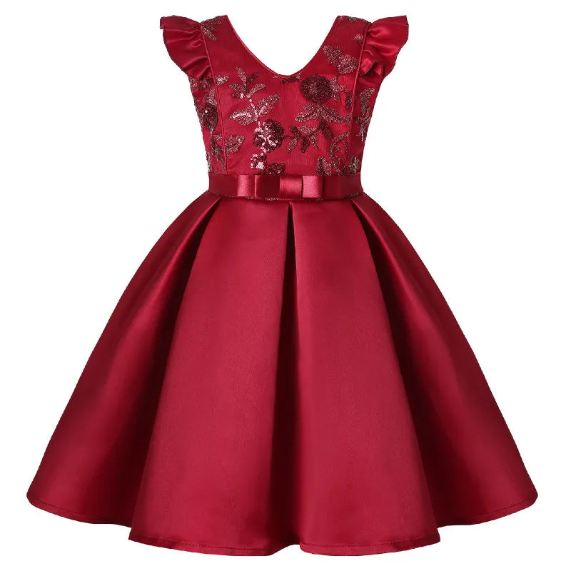 Girl Flower Sequins Christmas Dress