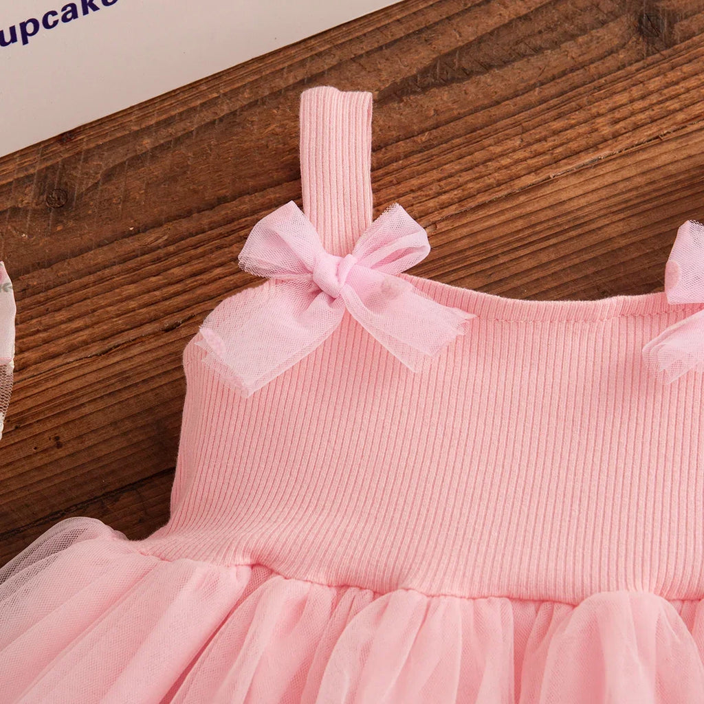 Floral Patterns And Bows Halter Puffy Girl Dress