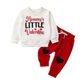 Funny Letters Sweatshirt + Red Pants Set Valentines Outfit