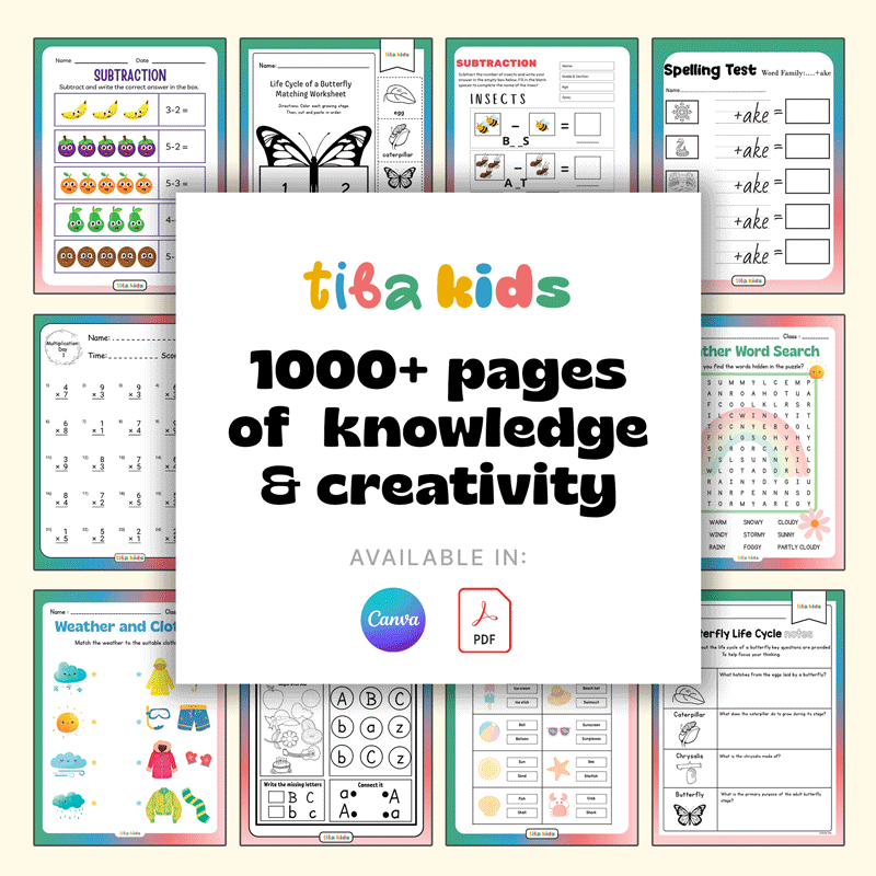 TibaKids Educational Activity Pack 1,000+ Pages