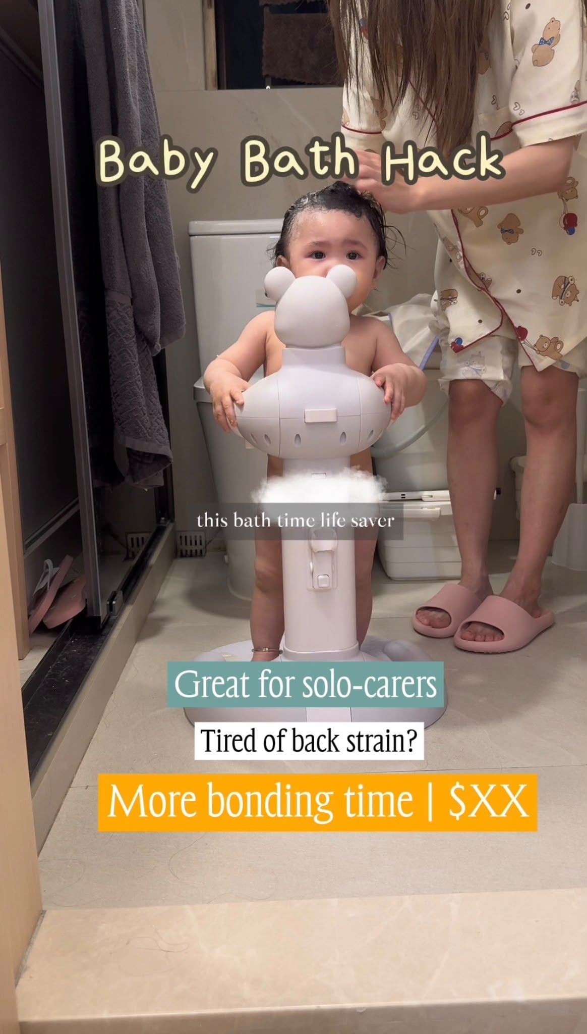 SafeBath™ Standing Baby Bath Stand | Foldable & Back-Saving
