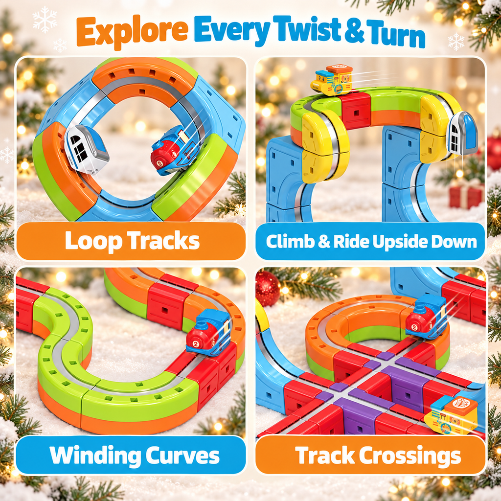 Montessori Christmas Express Magnetic Train Set