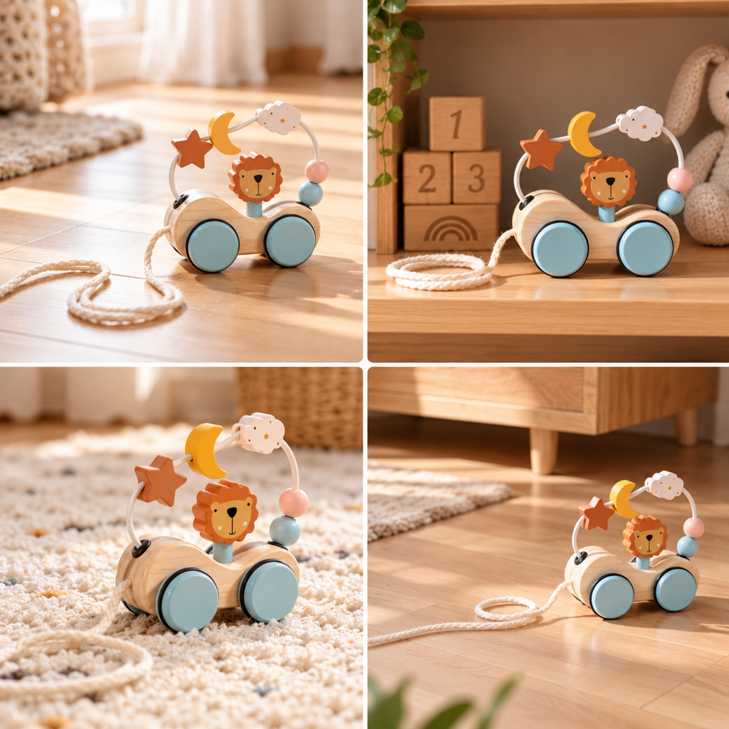 Montessori Lion Pull Car