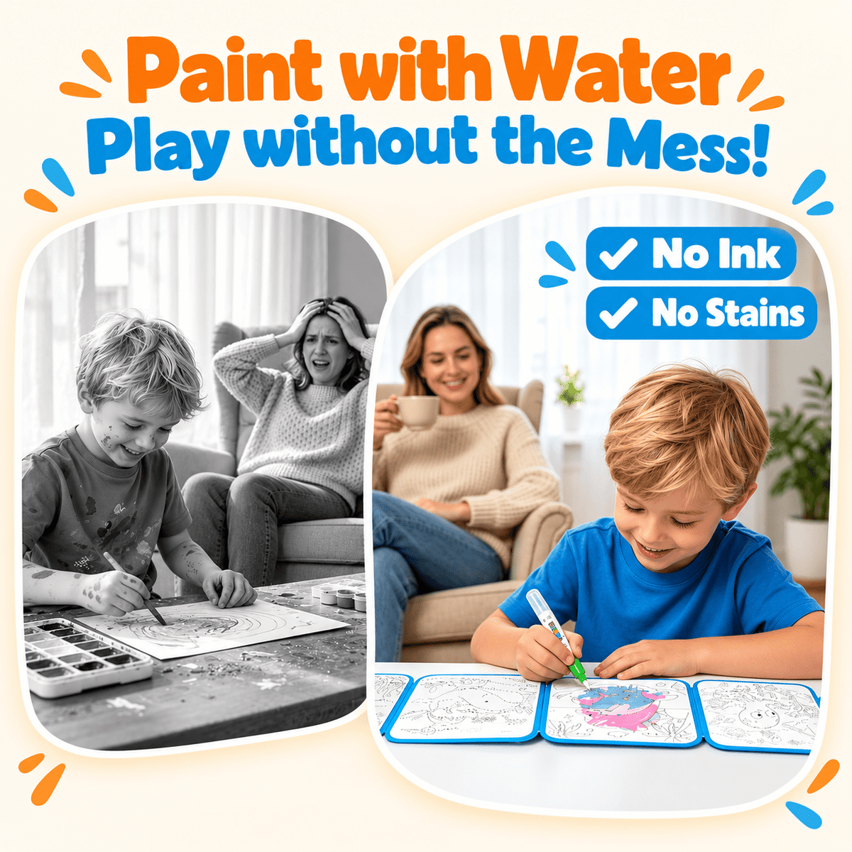 Montessori Magic Water Coloring Books (4-Pack)
