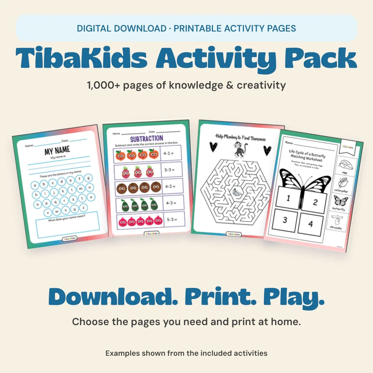 TibaKids Educational Activity Pack 1,000+ Pages