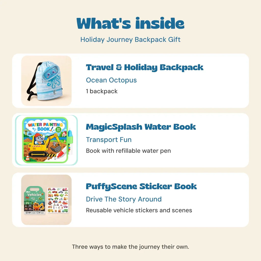 TibaToes™ Holiday Journey Backpack Gift Bundle