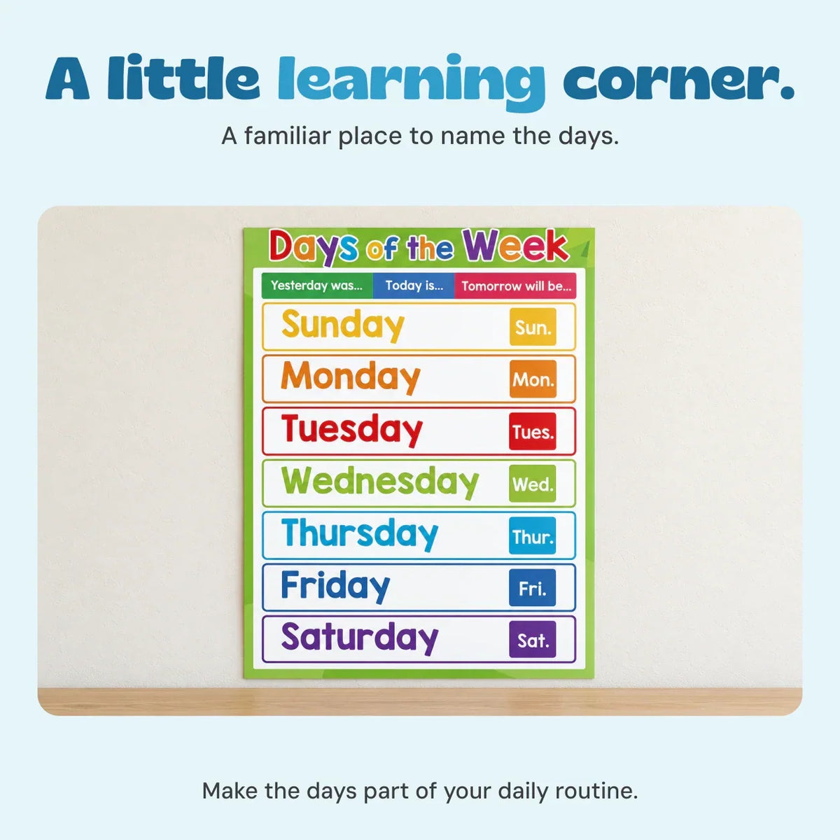 TibaToes™ Montessori Learning Posters: 20-Piece Educational Wall Chart Set for Toddlers & Preschoolers