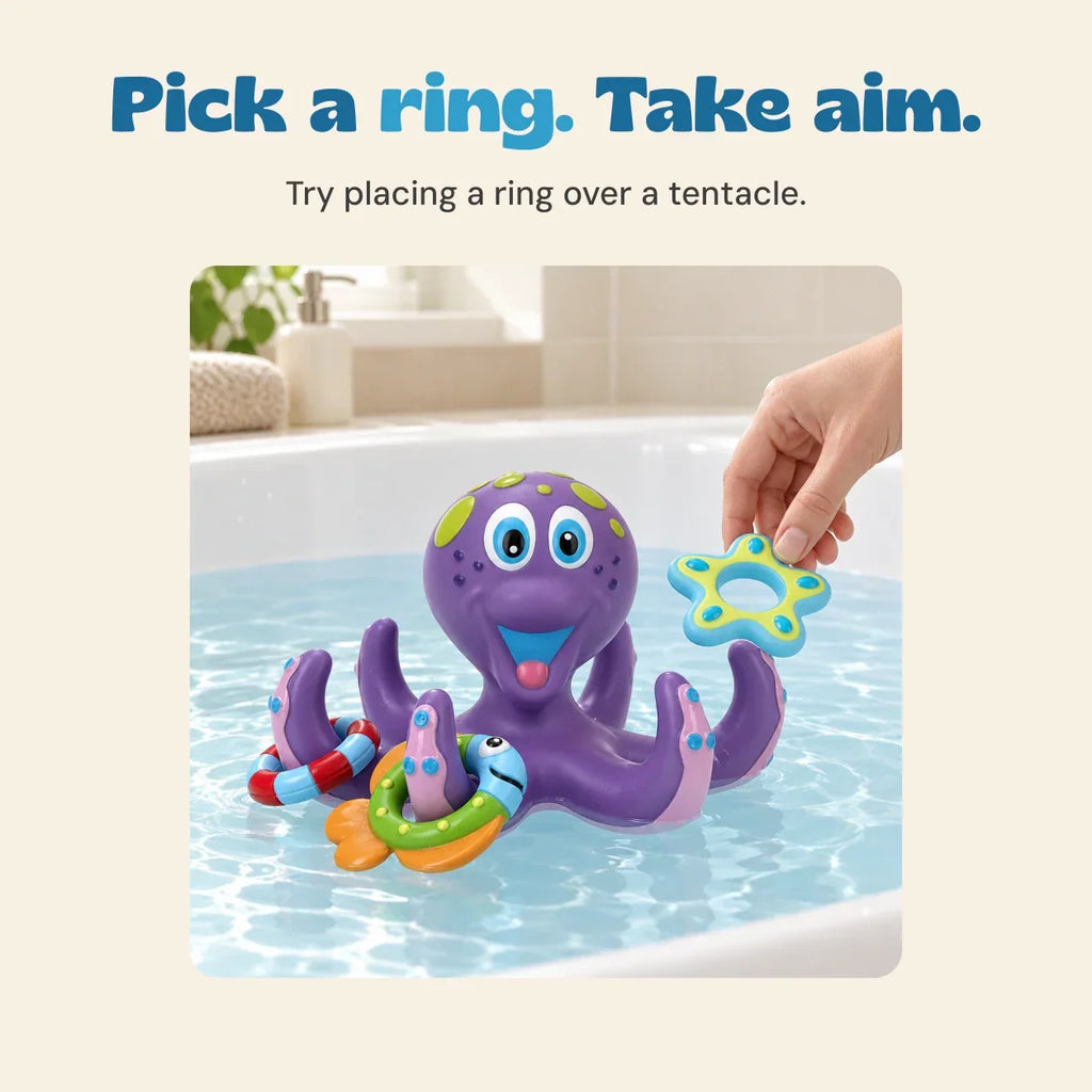 TibaToes™ Montessori Octopus Ring Toss Bathroom Toy