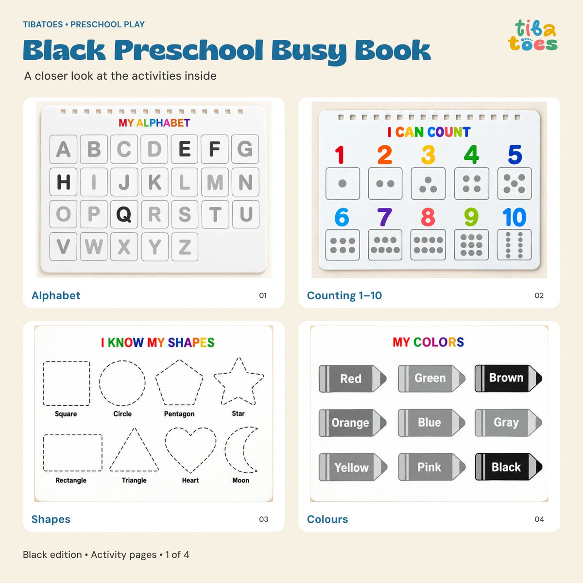 TibaToes™ Montessori Preschool Busy Book