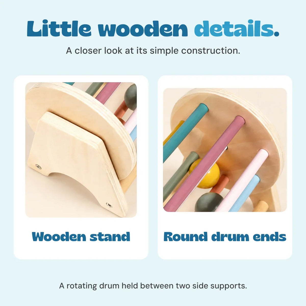 TibaToes™ Montessori Wooden Spinning Drum