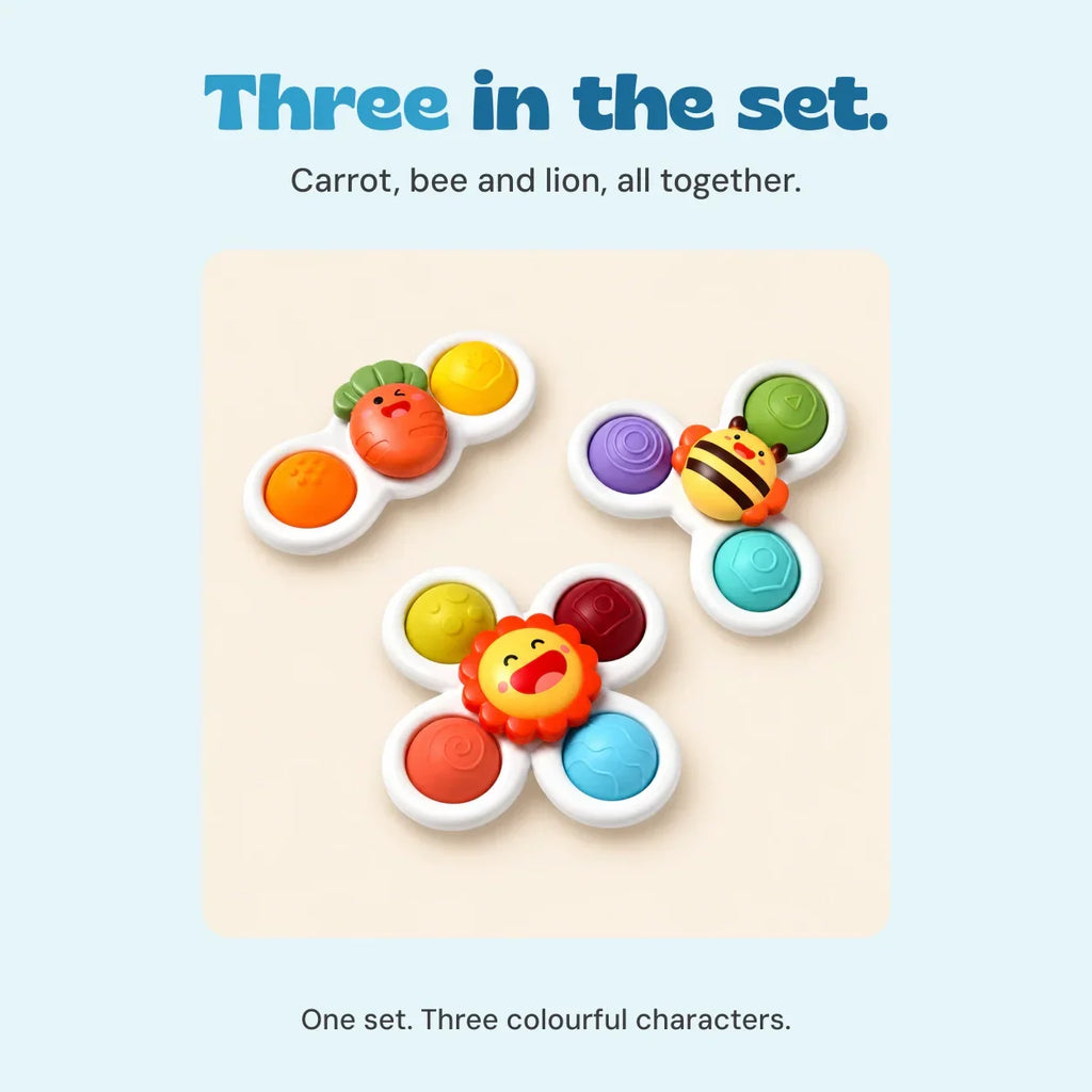 TibaToes™ Montessori Texture Spinning 3-Piece Set