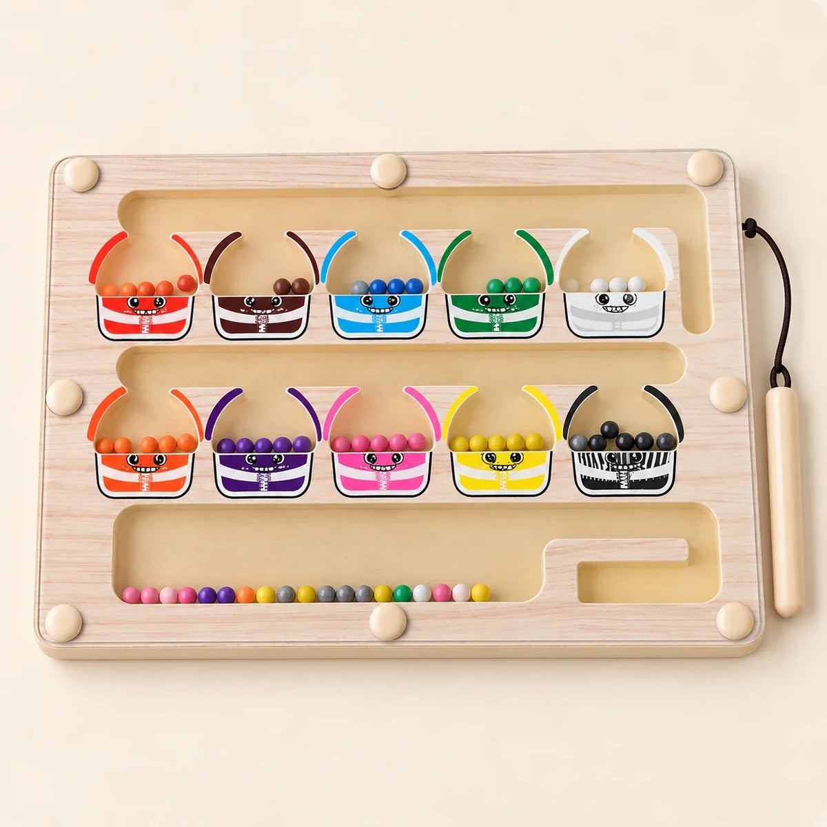 TibaToes™ Montessori Magnetic Monster Sorting Board