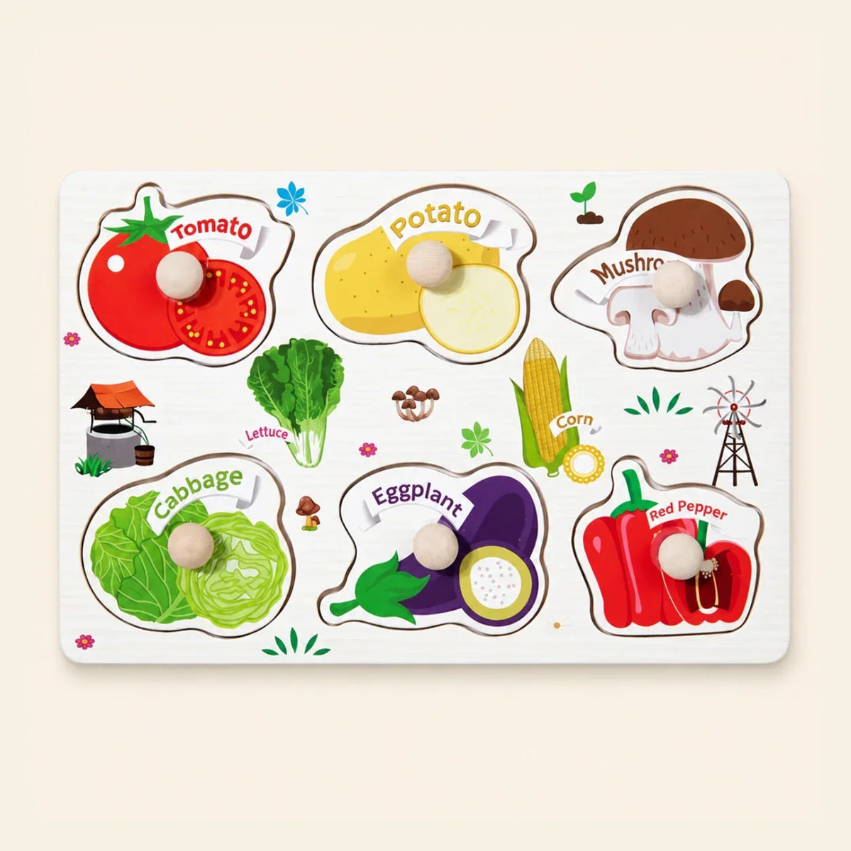 TibaToes™ Wooden Match & Learn Puzzle Board