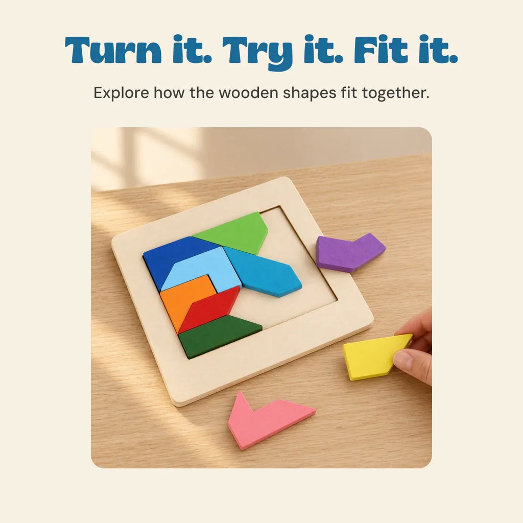 TibaToes™ Montessori Wooden Tangram Puzzle